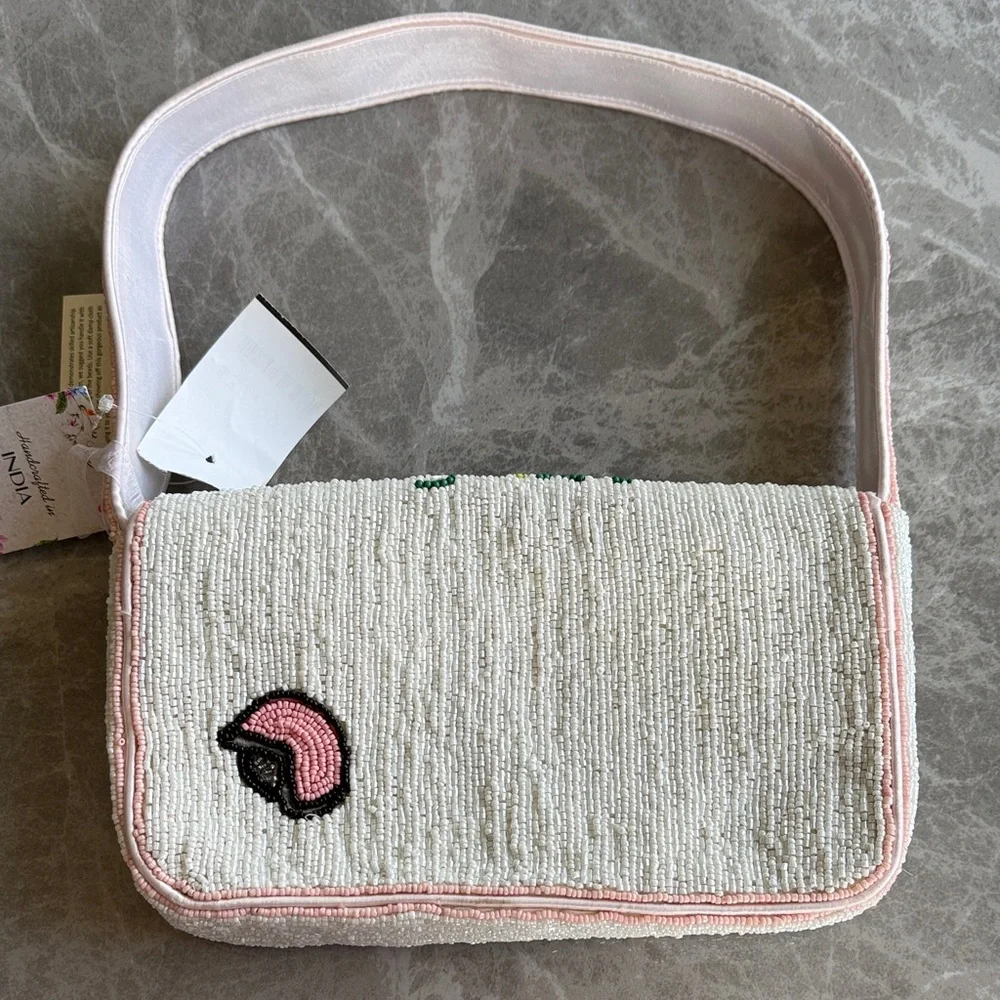 T.J.Maxx Pink Beaded Scooter Shoulder Bag - Picture 3 of 7